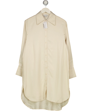 Topshop Cream  Premium Satin Mini Shirt Dress UK XS