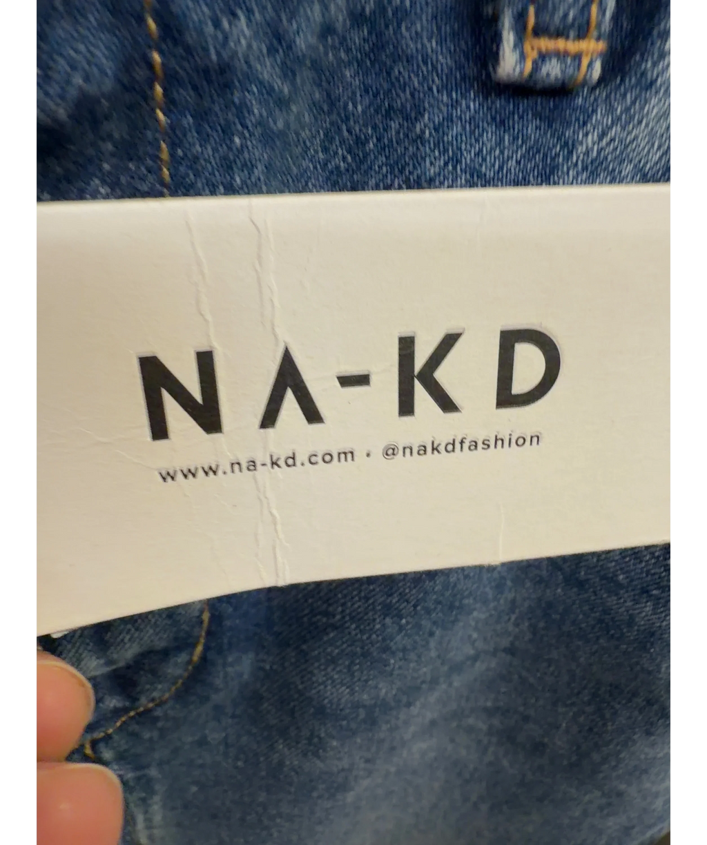 NA-KD Blue Slit Detailed Maxi Denim Skirt, size UK 4 — detail