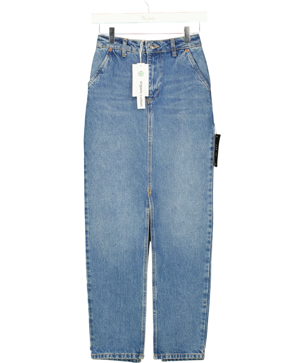 NA-KD Blue Slit Detailed Maxi Denim Skirt, size UK 4 — front