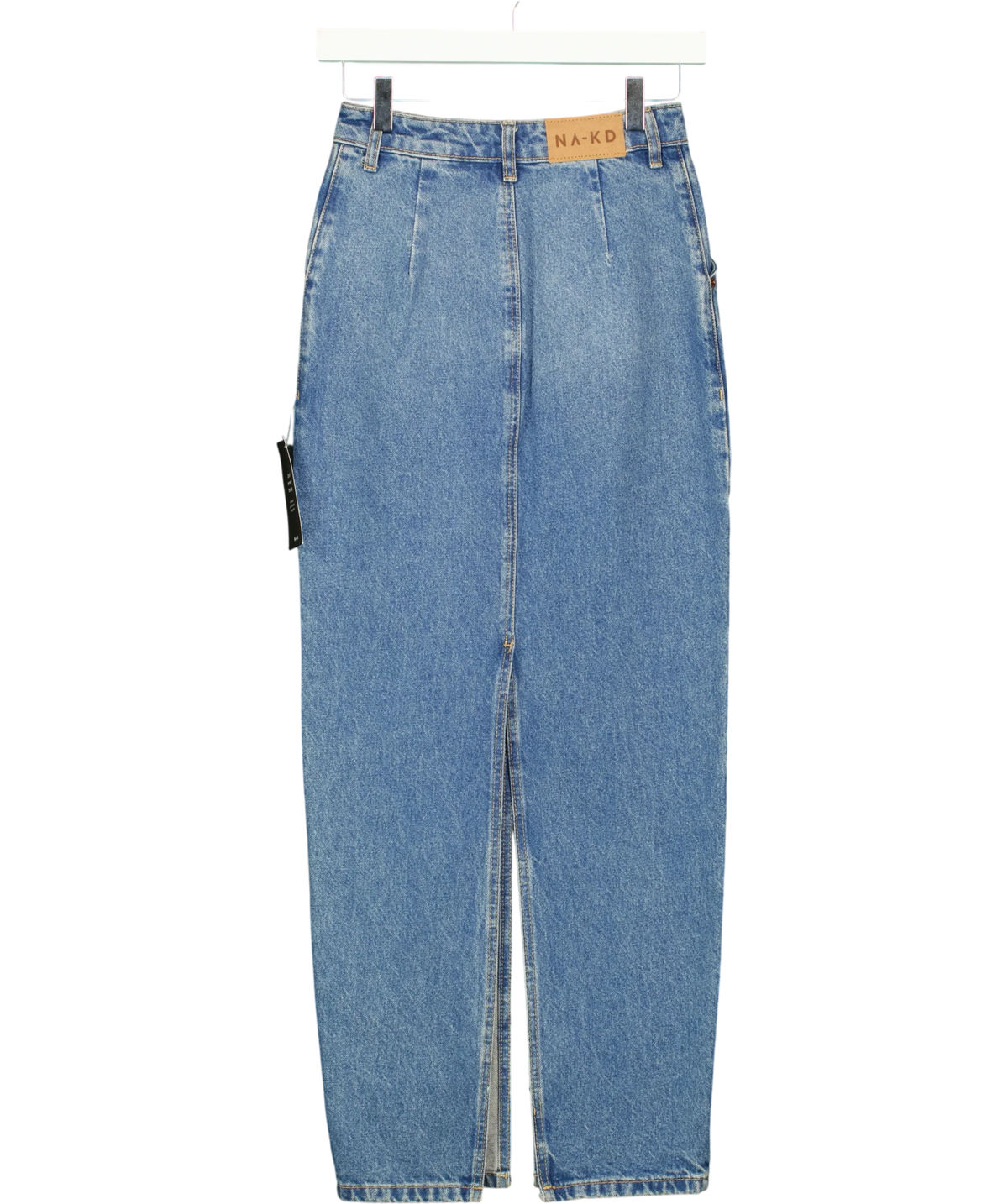 NA-KD Blue Slit Detailed Maxi Denim Skirt, size UK 4 — back