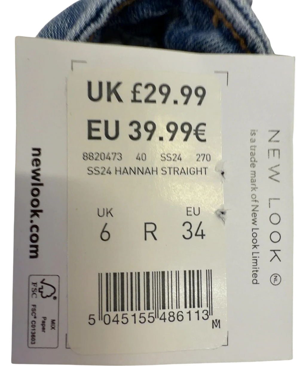 New Look Blue Hannah Straight, size UK 6 — fabric detail