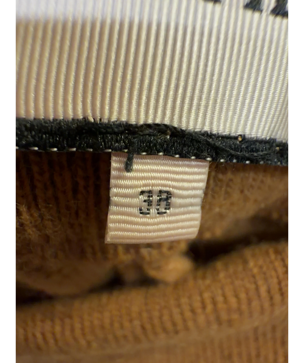 Eschel camel Ribbed Merino Wool Trousres, size UK 10 — care label