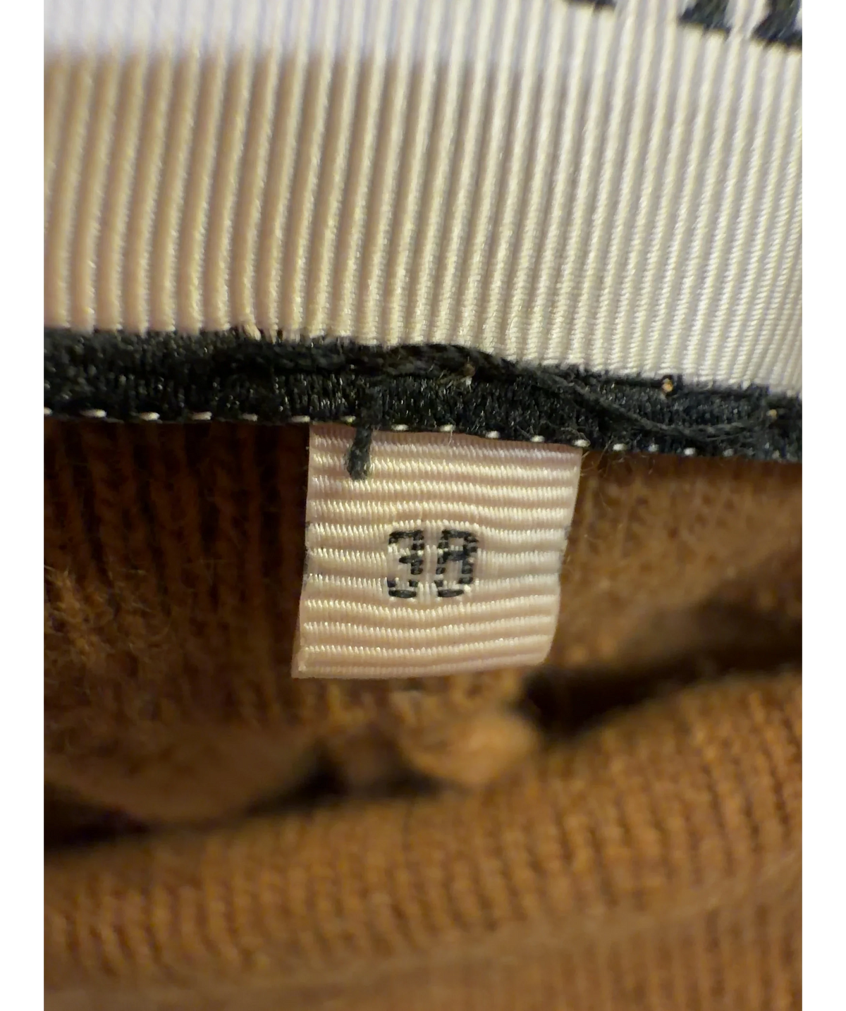 Eschel camel Ribbed Merino Wool Trousres, size UK 10 — care label