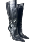 MANGO Black Heeled leather boots, size UK 3 EU 36 👠 — front