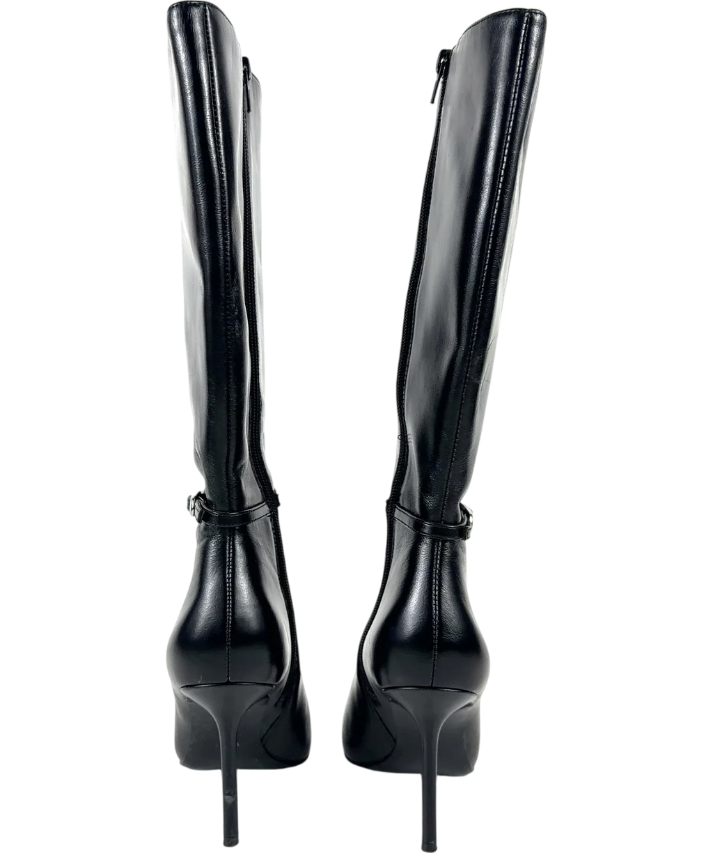 MANGO Black Heeled leather boots, size UK 3 EU 36 👠 — back