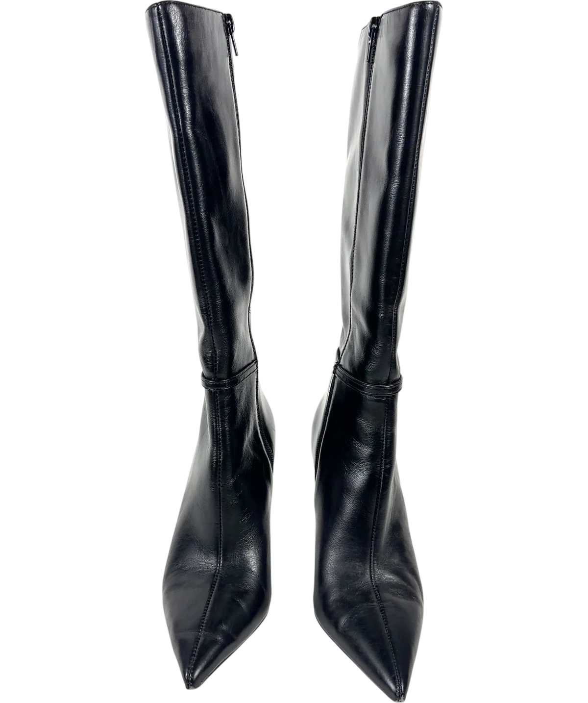 MANGO Black Heeled leather boots, size UK 3 EU 36 👠 — detail