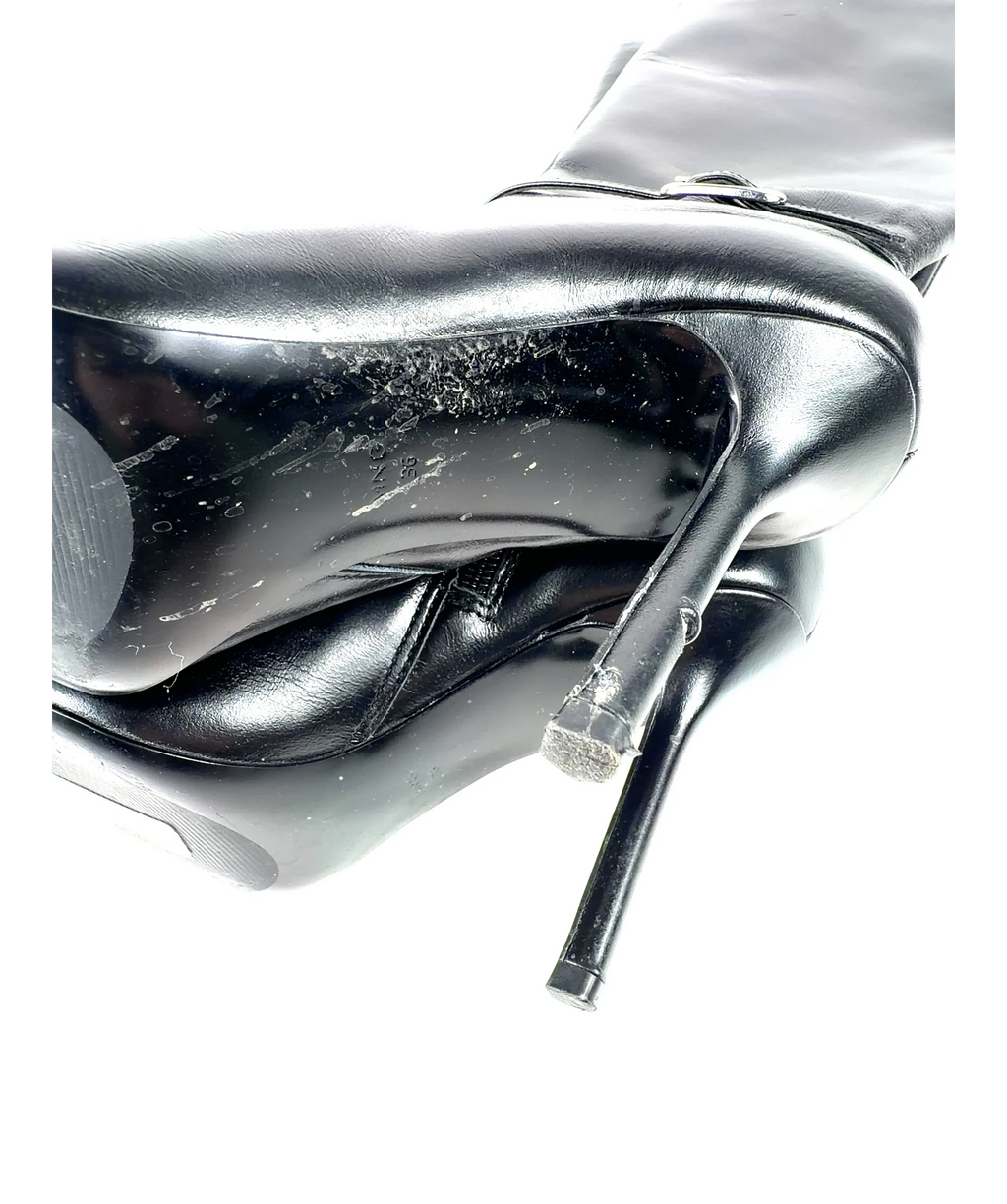 MANGO Black Heeled leather boots, size UK 3 EU 36 👠 — additional view