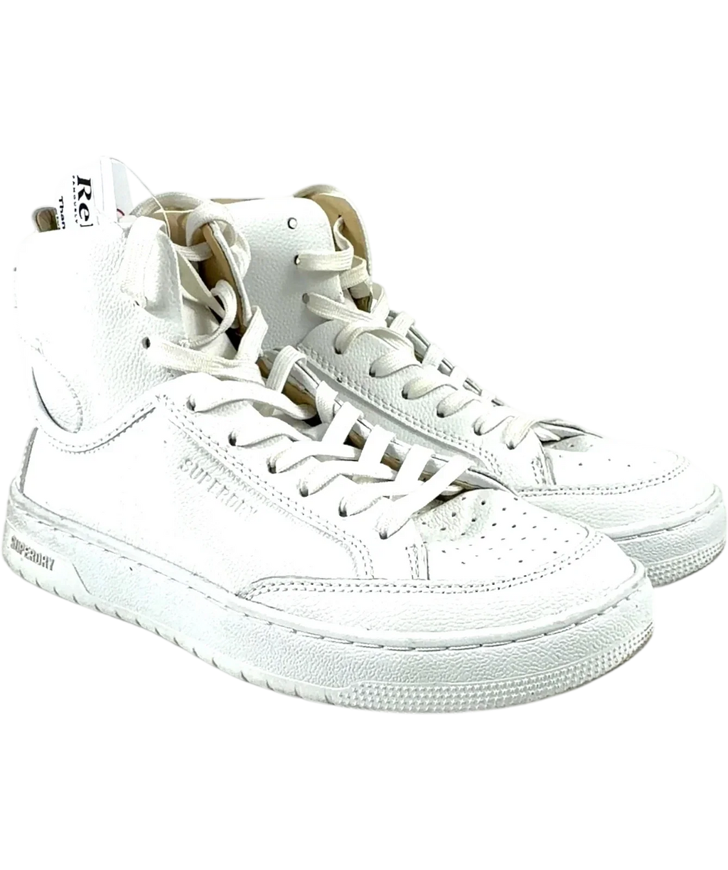 Superdry White Vegan Basket High Top Trainers, size UK 4 EU 37 👠 — front