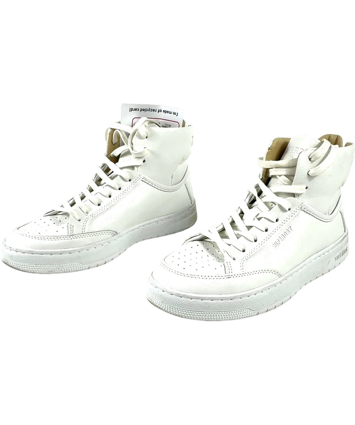 Superdry White Vegan Basket High Top Trainers, size UK 4 EU 37 👠 — label