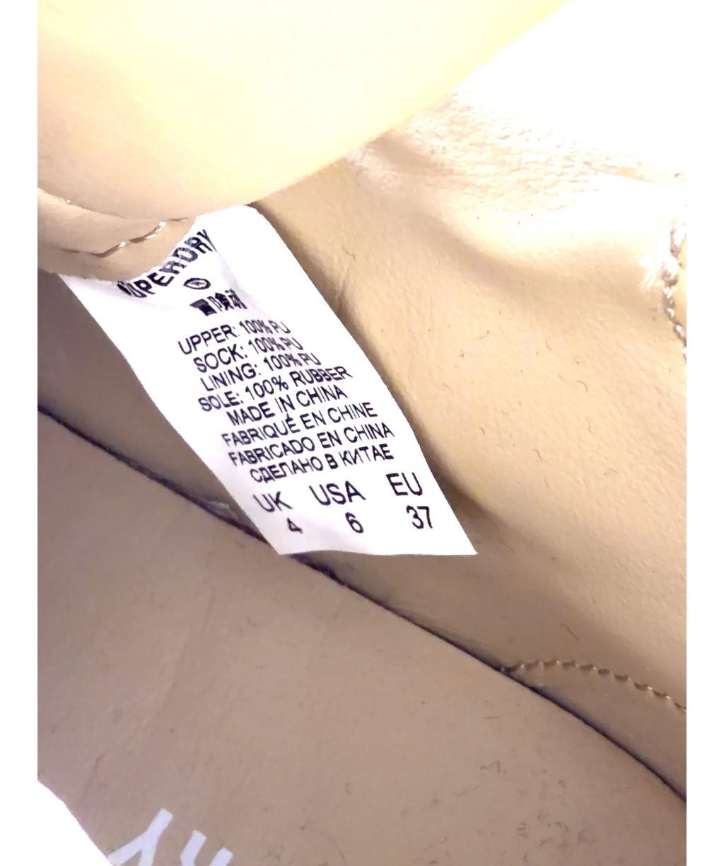 Superdry White Vegan Basket High Top Trainers, size UK 4 EU 37 👠 — fabric detail