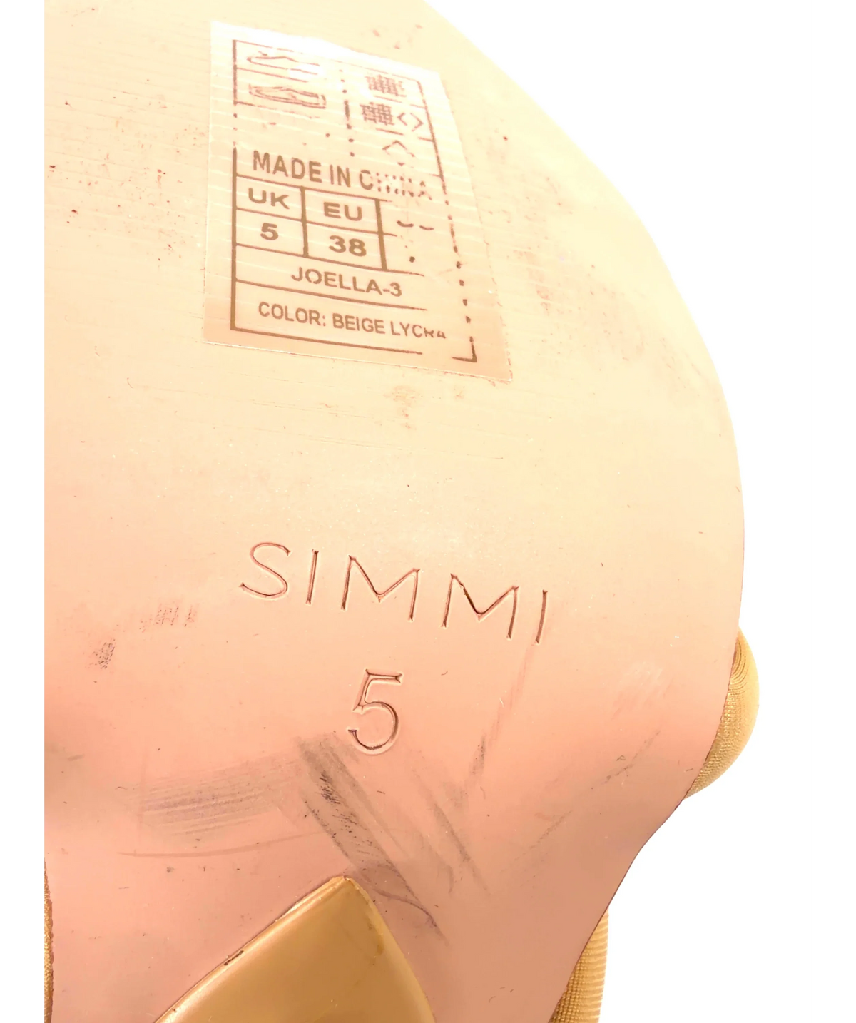 SIMMI Beige Joella-3, size UK 5 EU 38 👠 — care label