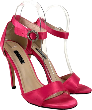 Quiz Pink Rhinestone Ankle Strap Stiletto Heels UK 4