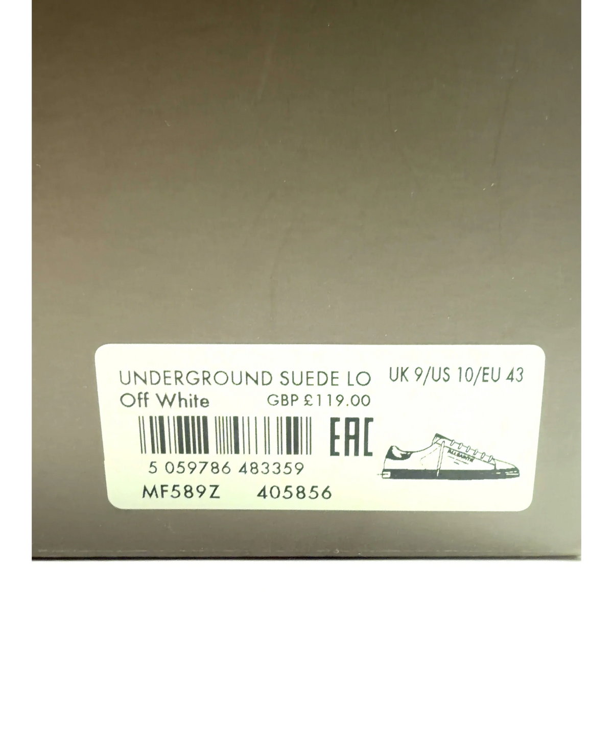 ALLSAINTS off white UNDERGROUND SUEDE LO, size UK 9 EU 43 👞 — fabric detail