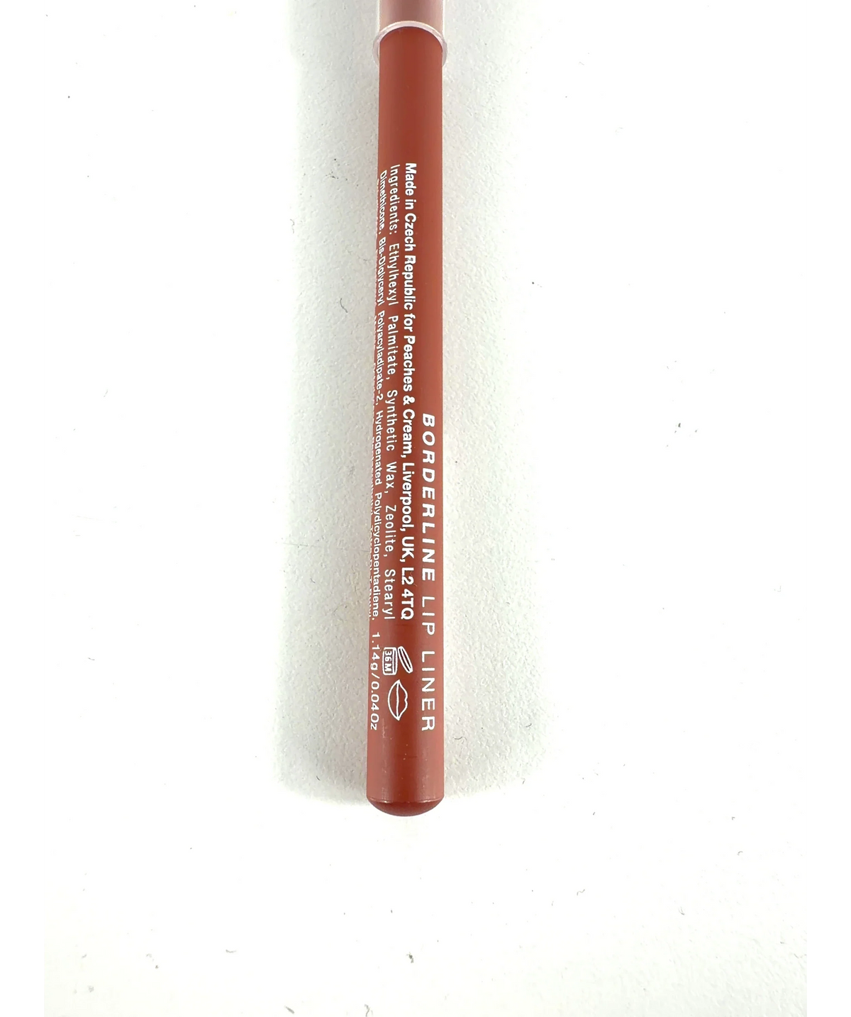 PEACHES AND CREAM BORDERLINE Borderline Lip Liner, size 1.14g — care label