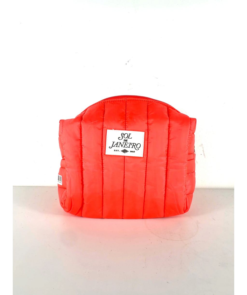 Sol de Janeiro red quilted cosmetic/toiletry pouch, size 1 — care label