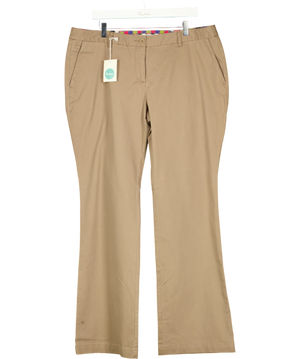 Boden Beige Straight Leg Cotton Trousers UK 20