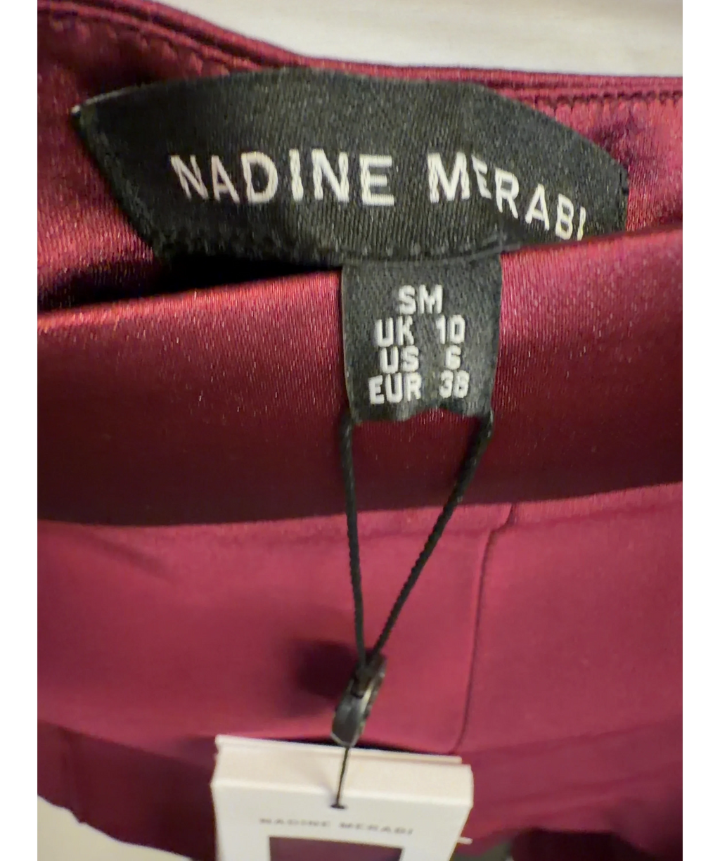 NADINE MERABI burgundy Raye Burgundy Micro Shorts, size UK 10 — care label