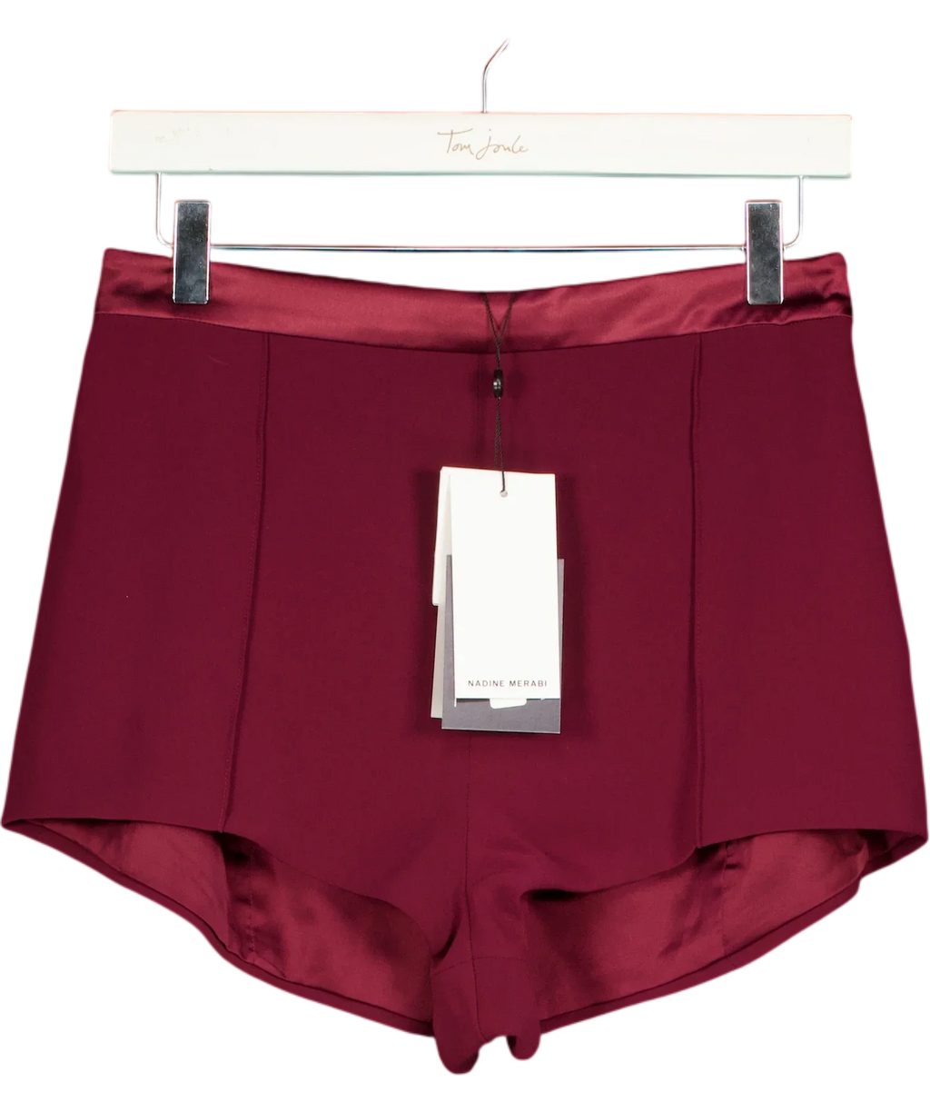 NADINE MERABI burgundy Raye Burgundy Micro Shorts, size UK 10 — front