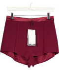NADINE MERABI burgundy Raye Burgundy Micro Shorts, size UK 10 — front
