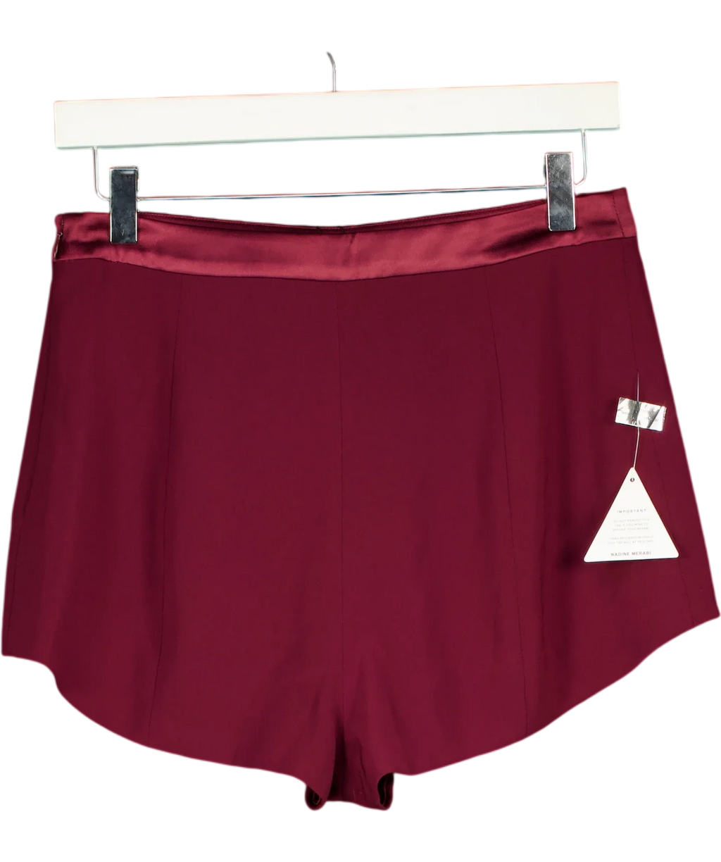 NADINE MERABI burgundy Raye Burgundy Micro Shorts, size UK 10 — back