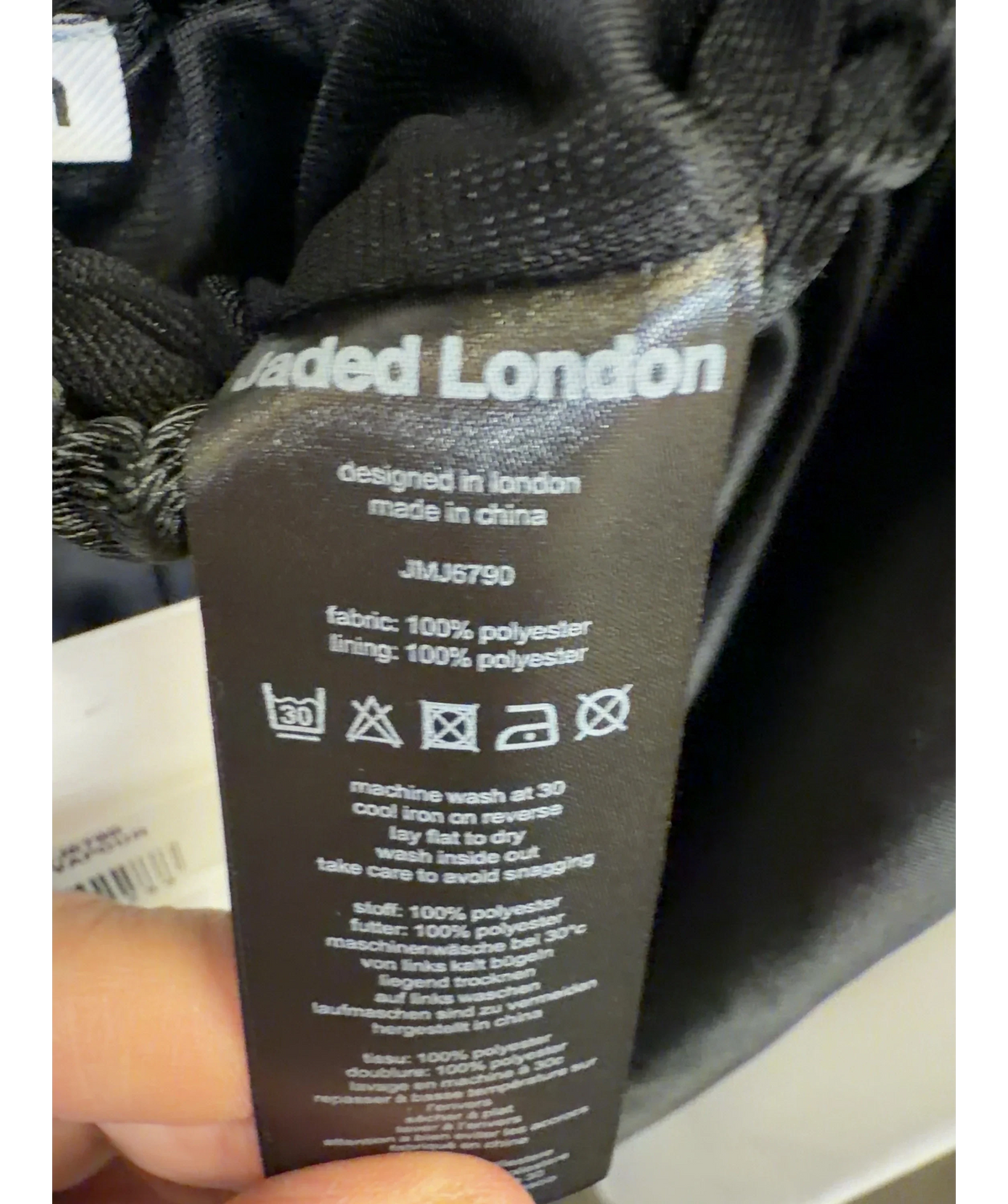 Jaded London Black Metallic Vapour Joggers, size UK S — label