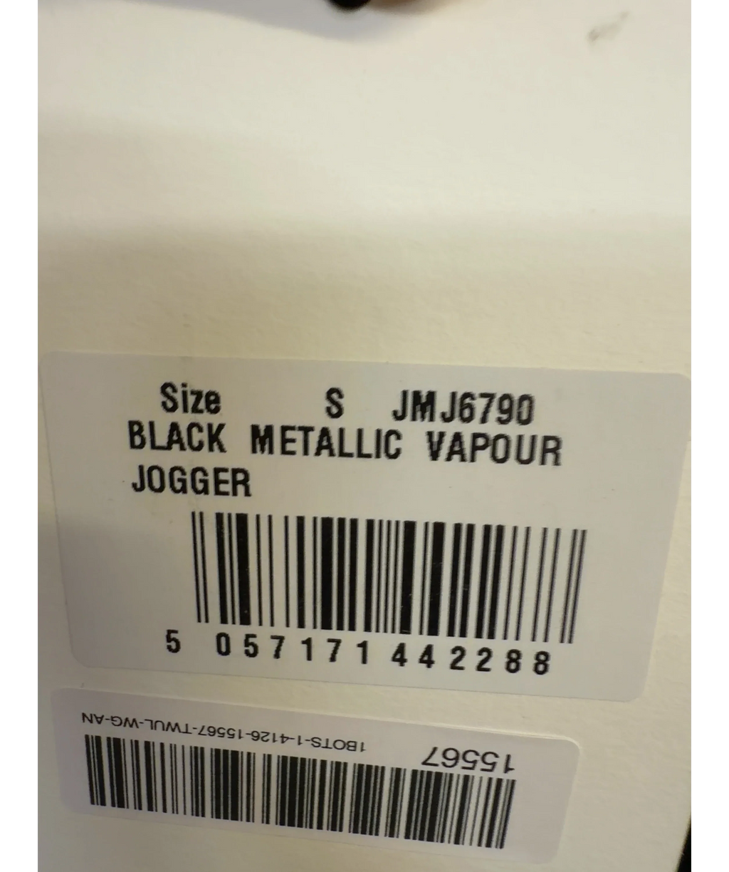 Jaded London Black Metallic Vapour Joggers, size UK S — care label