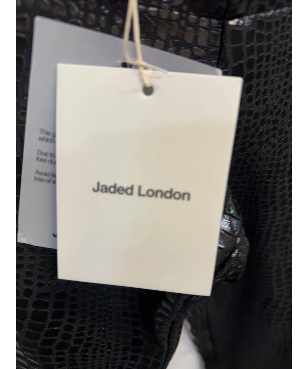 Jaded London Black Idol Croc Effect Bandage Trousers, size UK S — detail