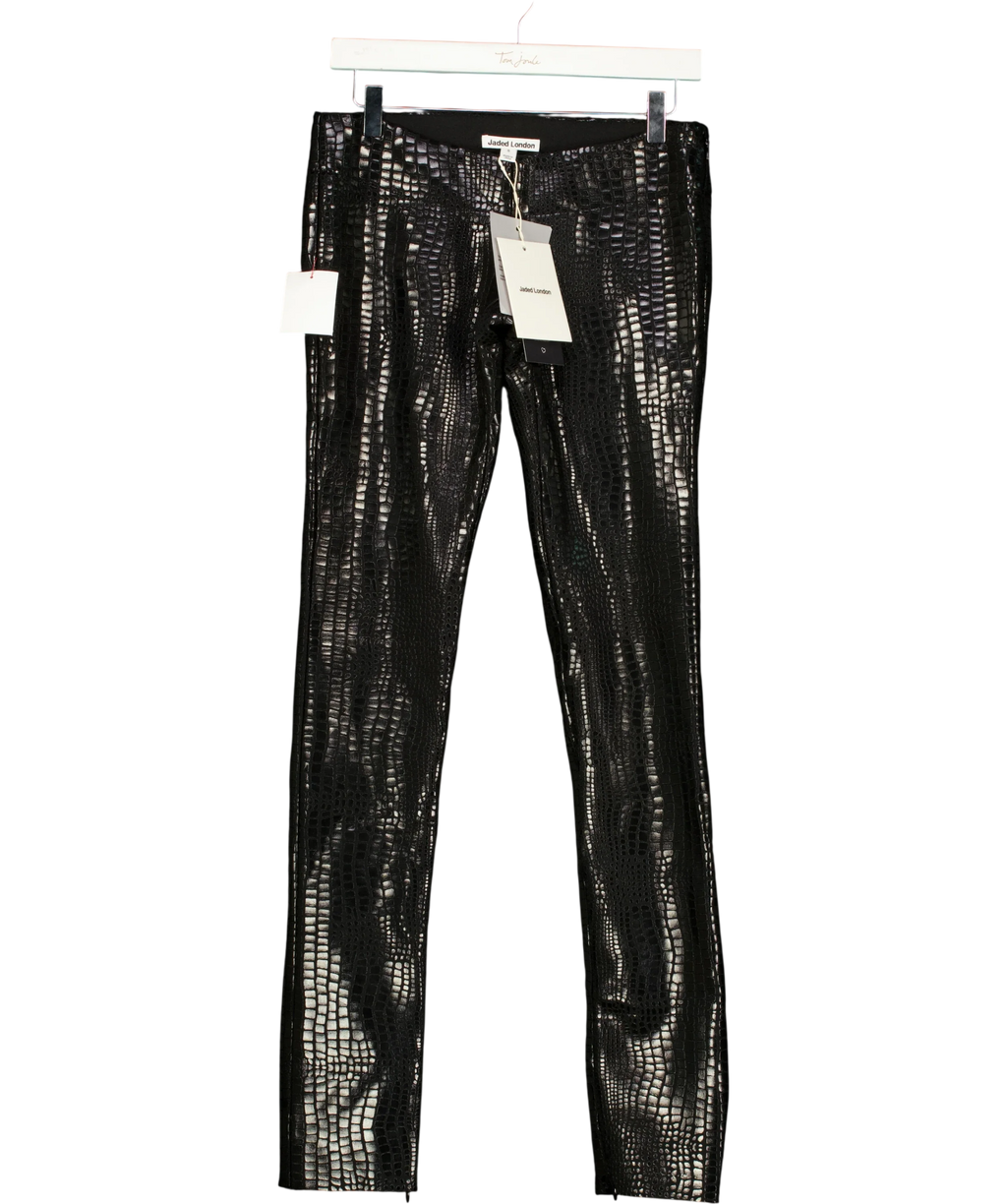 Jaded London Black Idol Croc Effect Bandage Trousers, size UK S — front