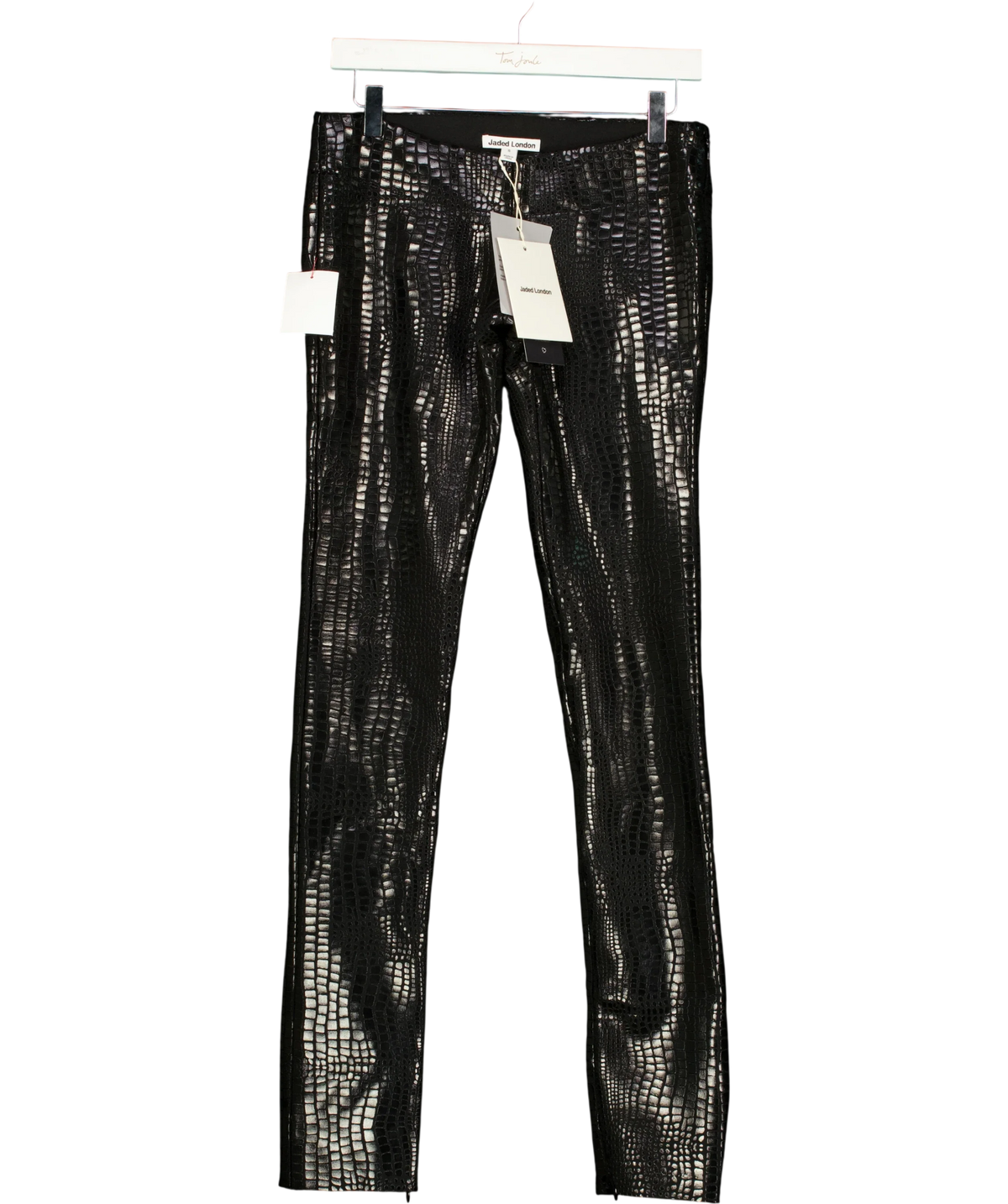 Jaded London Black Idol Croc Effect Bandage Trousers, size UK S — front
