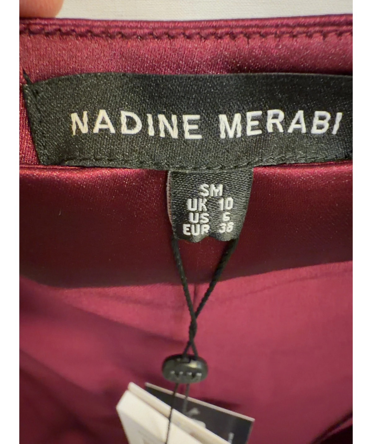 NADINE MERABI burgundy Charlotte Burgundy Trousers, size UK 10 — care label