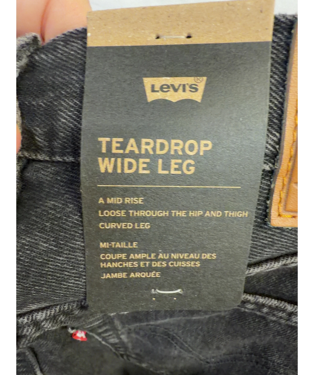 levis Black Teardrop Wide Leg Jeans, size W26 — label