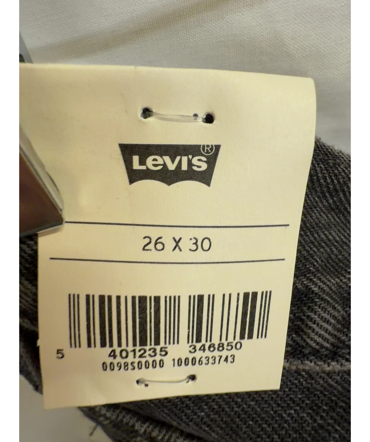 levis Black Teardrop Wide Leg Jeans, size W26 — care label