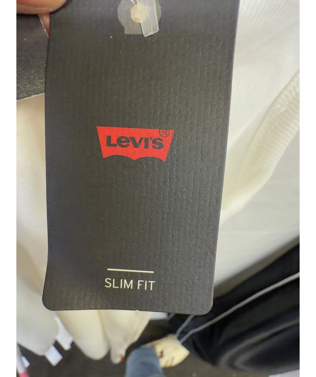 levis White Hayes Ribbed Tank Top, size UK S — detail