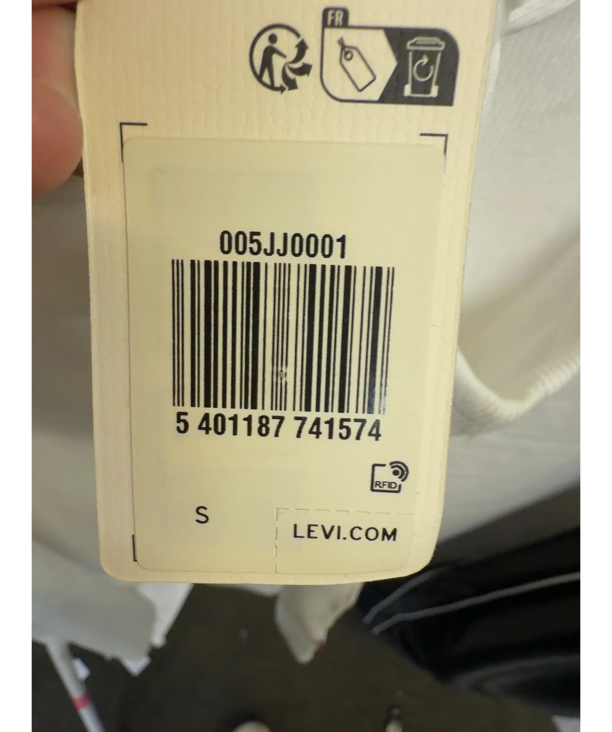 levis White Hayes Ribbed Tank Top, size UK S — label