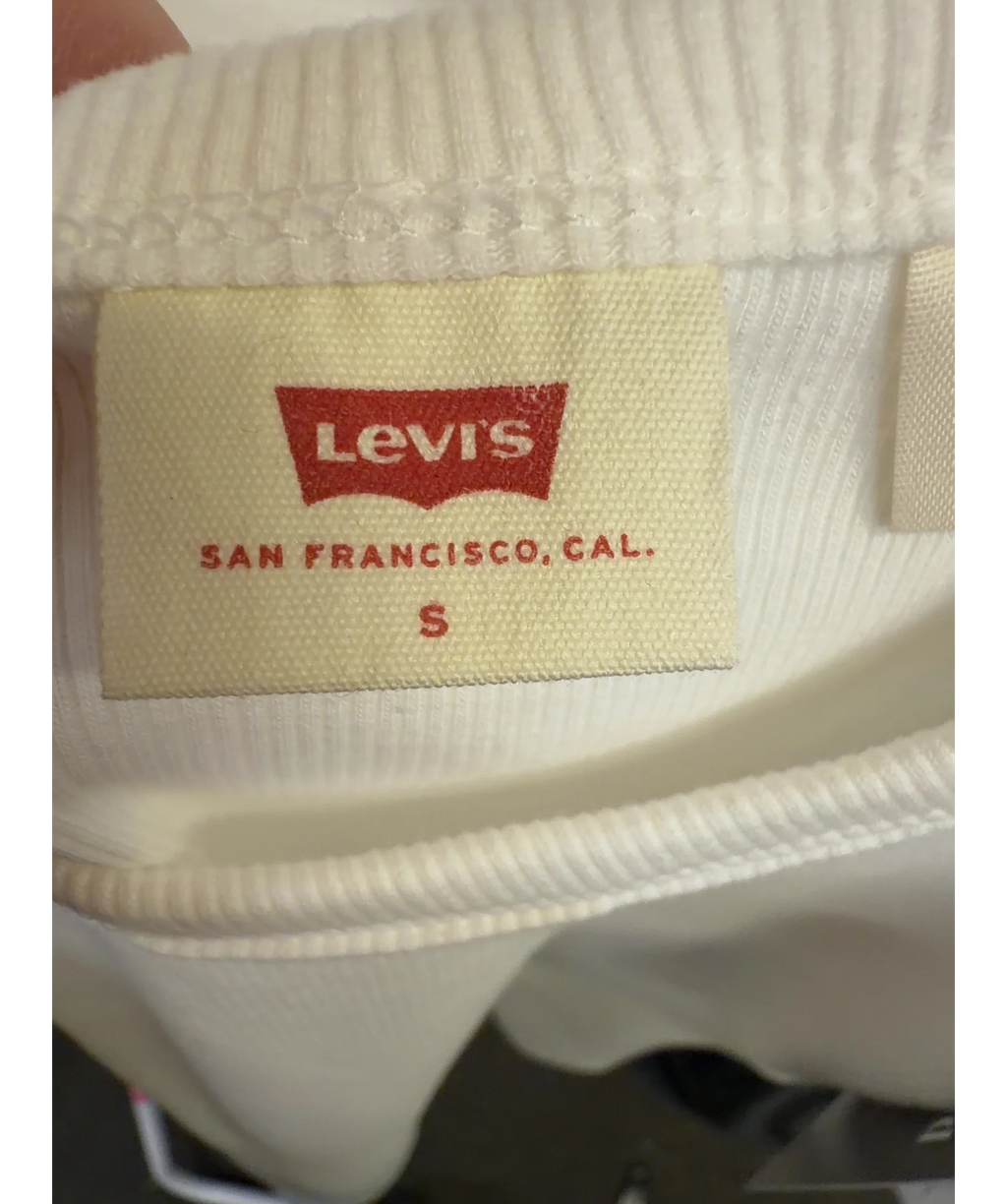 levis White Hayes Ribbed Tank Top, size UK S — care label
