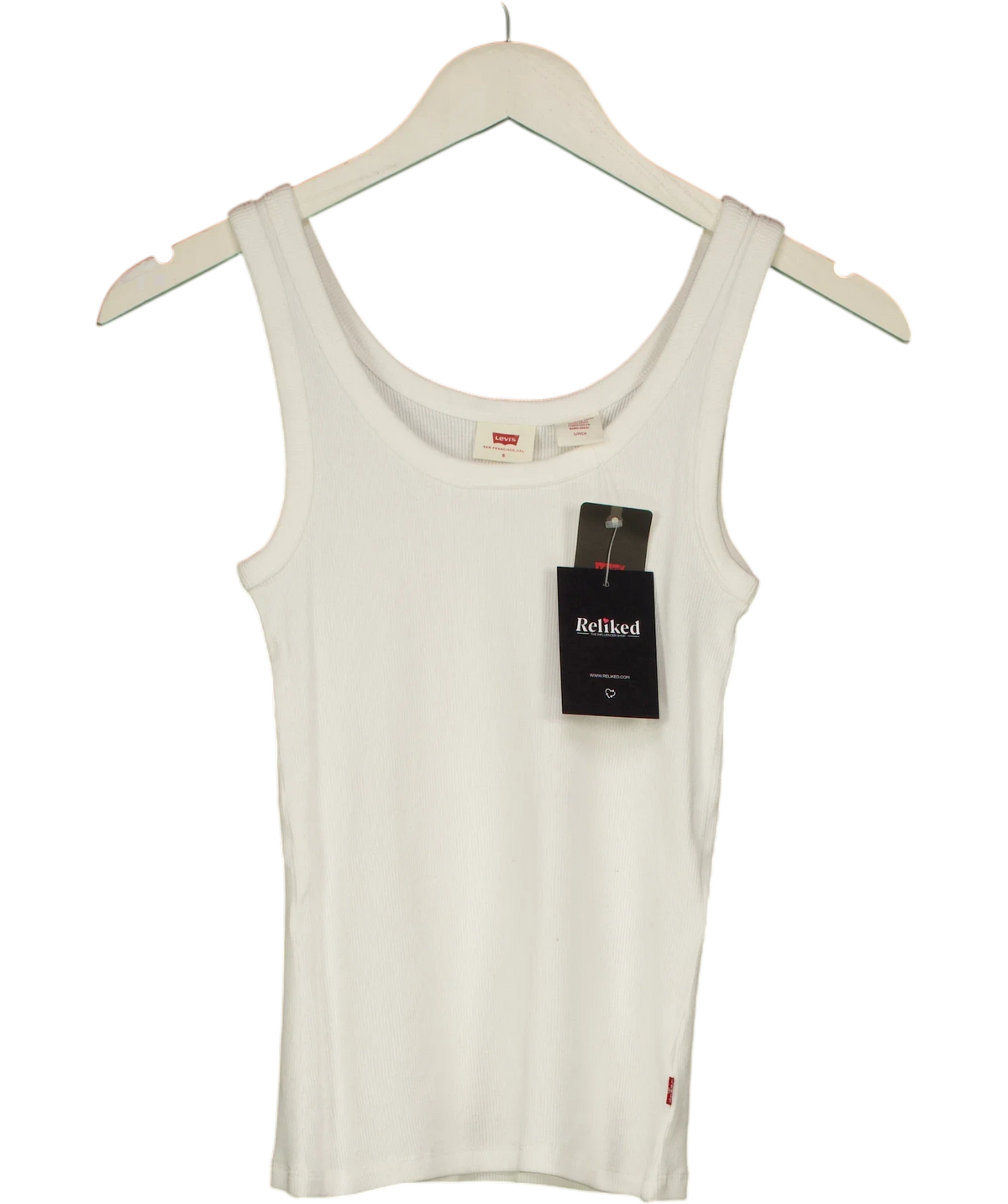 levis White Hayes Ribbed Tank Top, size UK S — front
