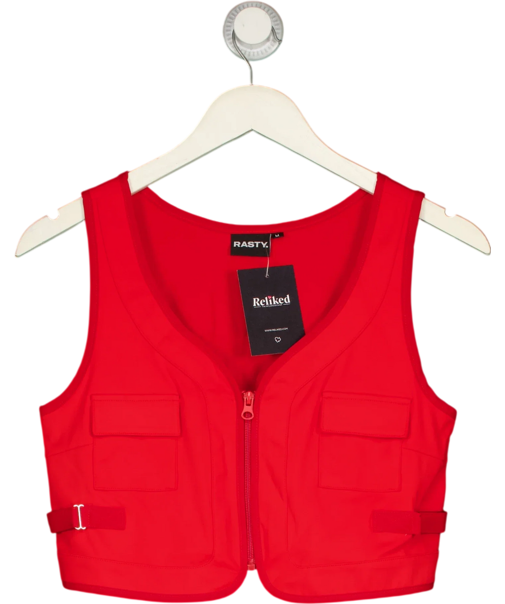 RASTY. Red Utility Vest, size UK M — front