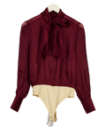 NADINE MERABI burgundy Naomi Burgundy Bodysuit, size UK 8 — front
