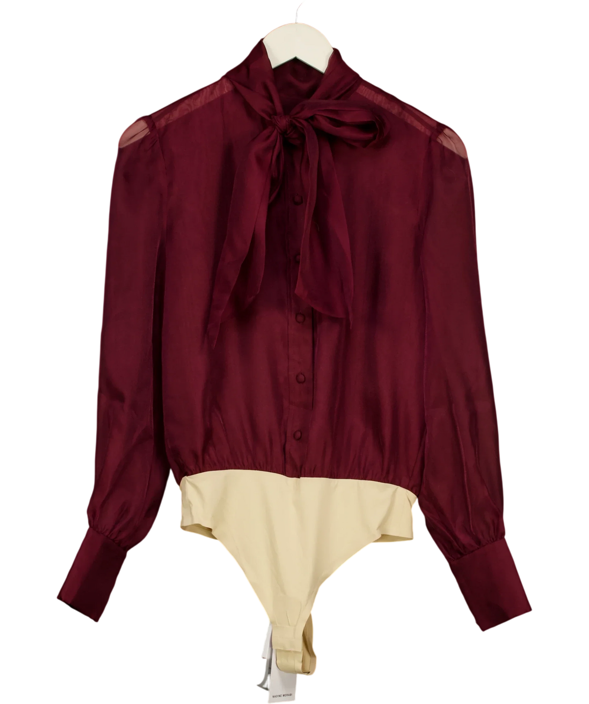 NADINE MERABI burgundy Naomi Burgundy Bodysuit, size UK 8 — front