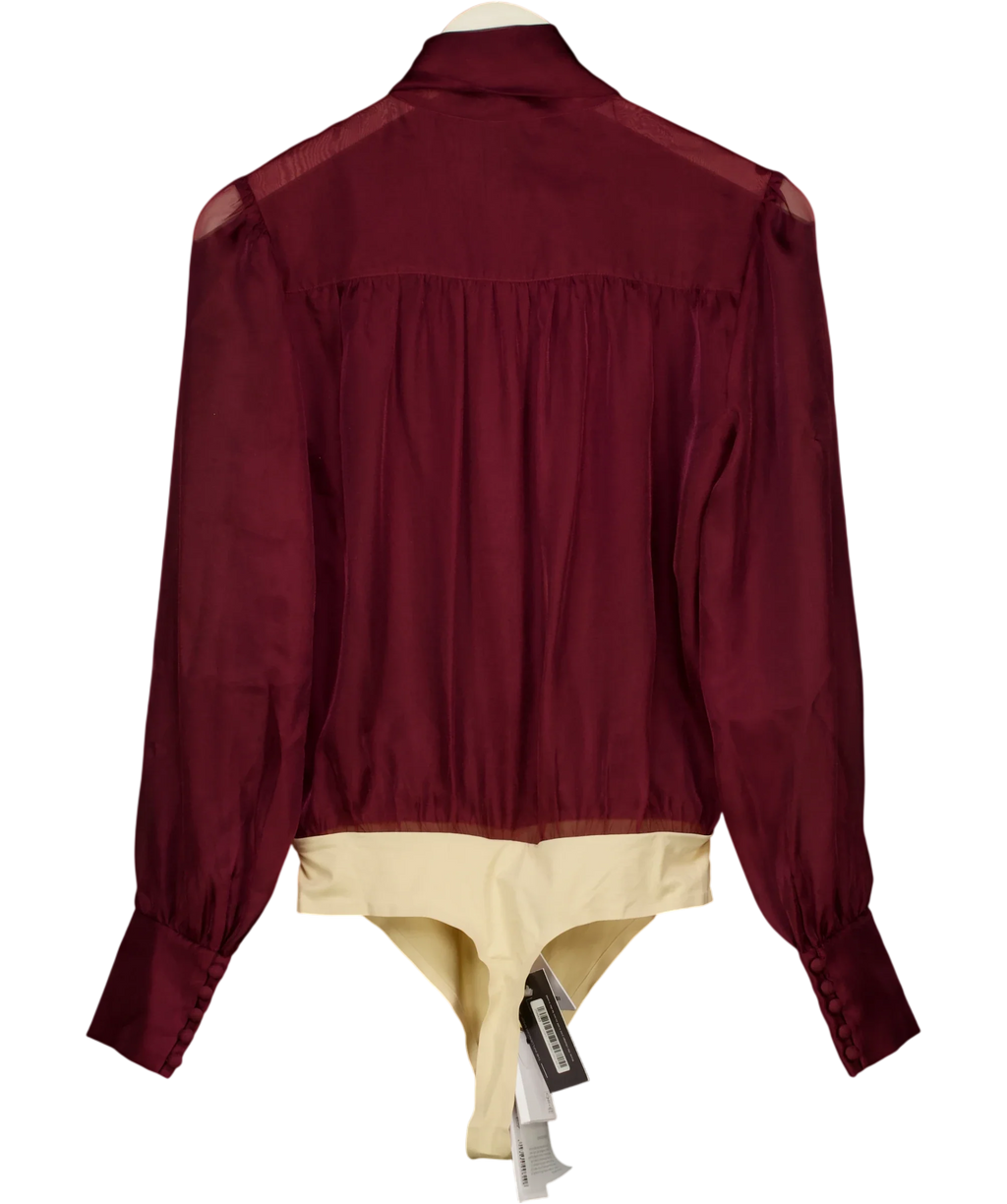 NADINE MERABI burgundy Naomi Burgundy Bodysuit, size UK 8 — back