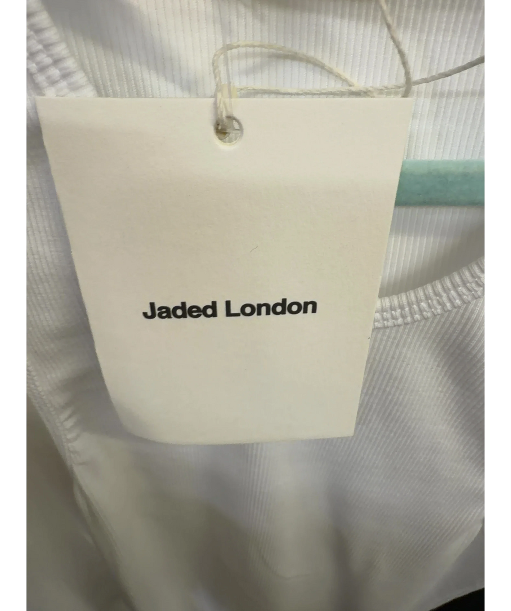 Jaded London White White Rib Longline Vest, size UK S — detail
