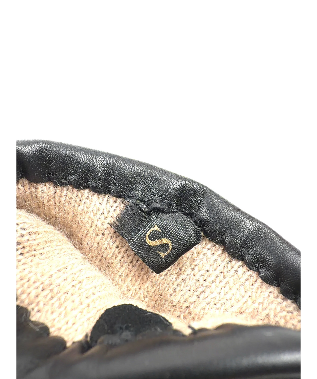 HOLLAND COOPER Black Monogram Leather Gloves, size UK S — label