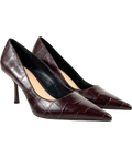Dune Brown Blaires Brown Croc-Embossed Court Shoes, size UK 6 EU 39 👠 — front