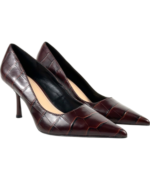 Dune Blaire Brown Croc Leather Court Shoes UK 6