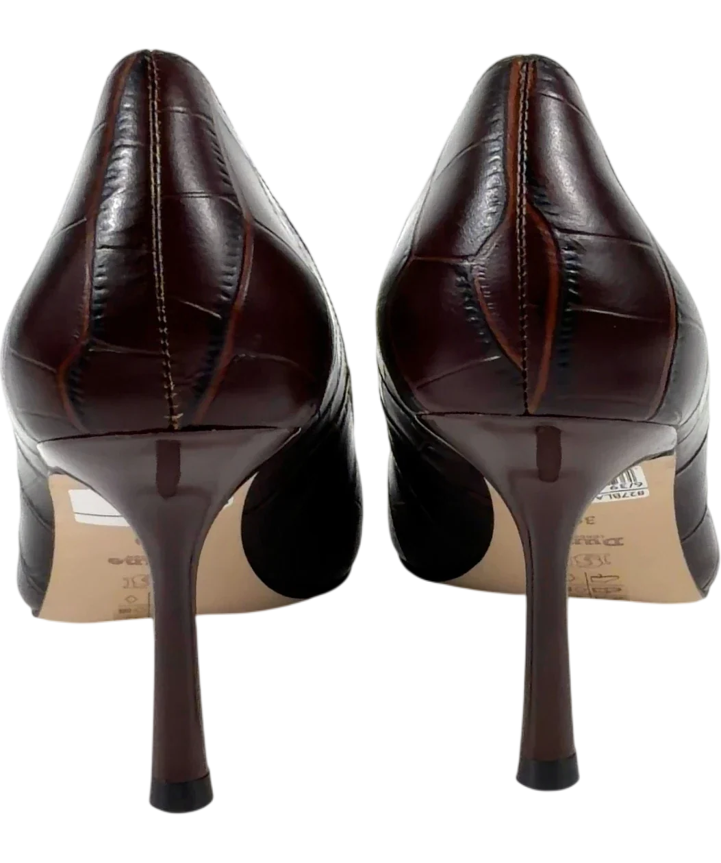 Dune Brown Blaires Brown Croc-Embossed Court Shoes, size UK 6 EU 39 👠 — back