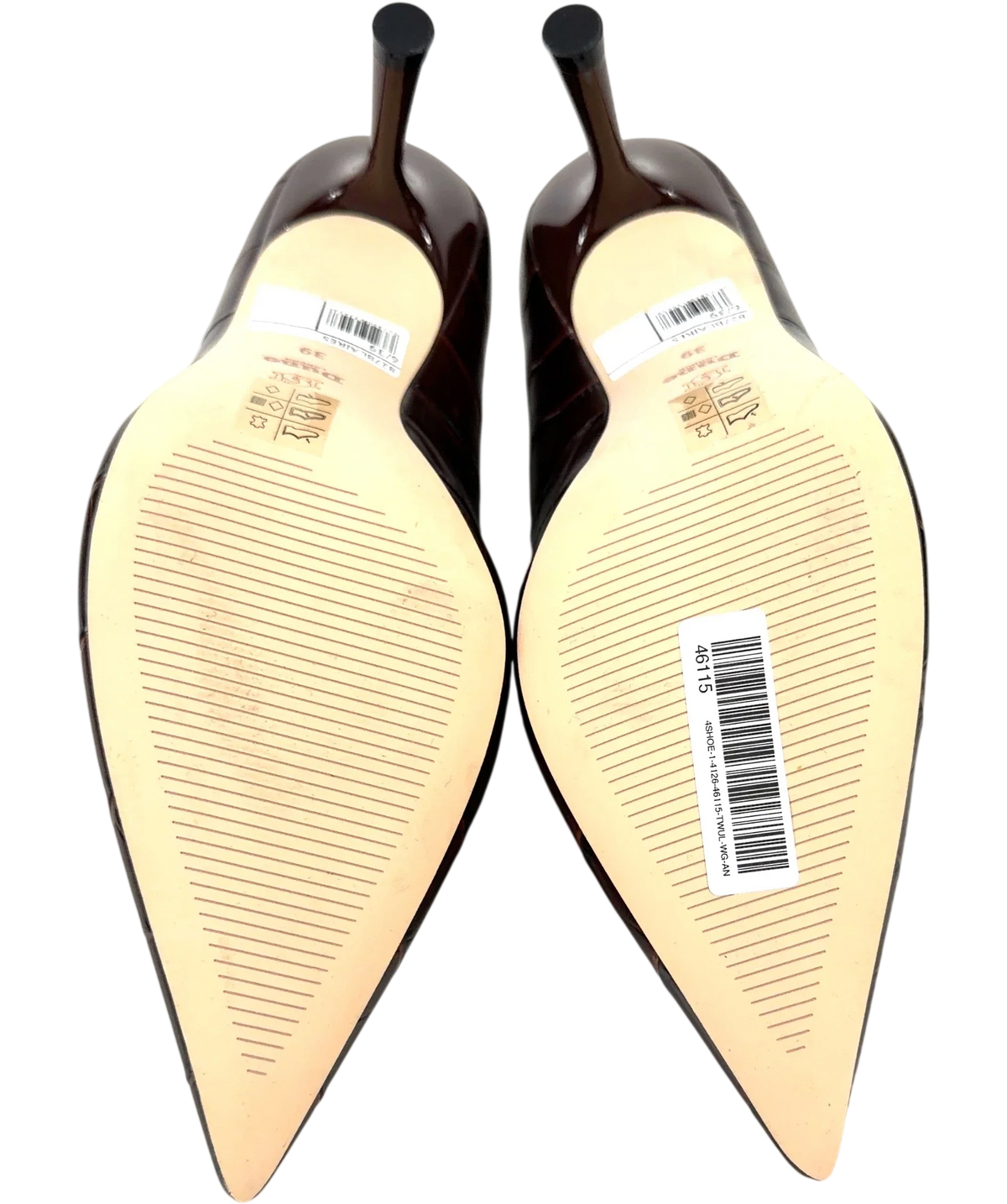 Dune Brown Blaires Brown Croc-Embossed Court Shoes, size UK 6 EU 39 👠 — view 8