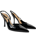 Charles & Keith Black Patent Leather Crystal-Buckle Slingback Pumps, size UK 6 EU 39 👠 — front