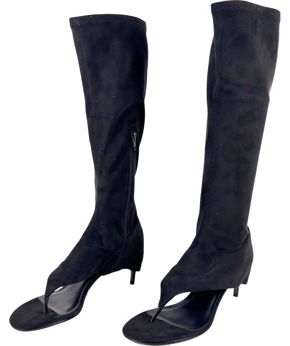 Charles & Keith Black The Aether Faux Suede Thong Boots, size UK 7 EU 40 👠 — label