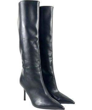 Charles & Keith Black Pointed Stiletto Knee-High Boots UK 6
