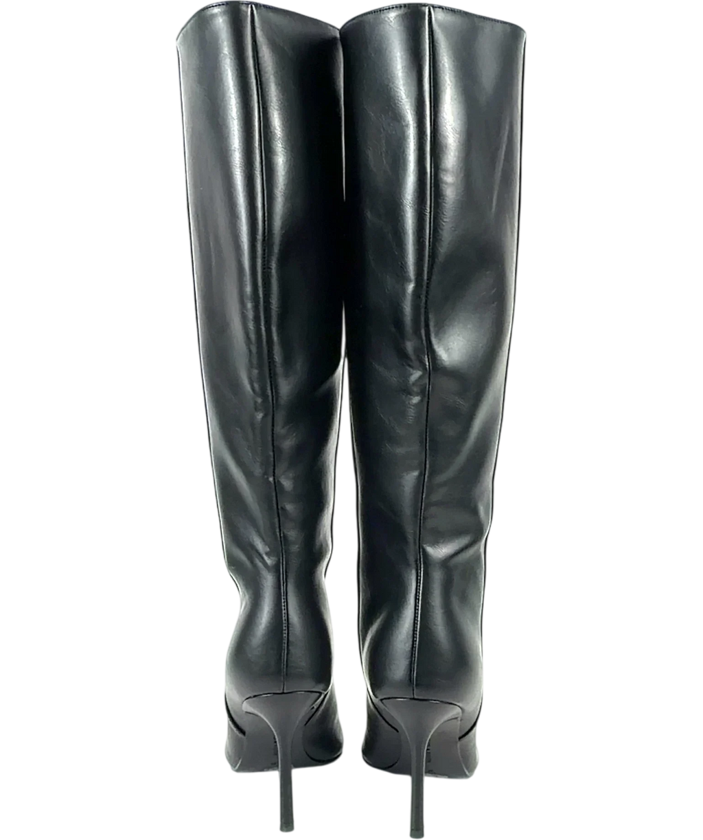 Charles & Keith Black Black Pointed Stiletto Knee-High Boots, size UK 6 EU 39 👠 — back